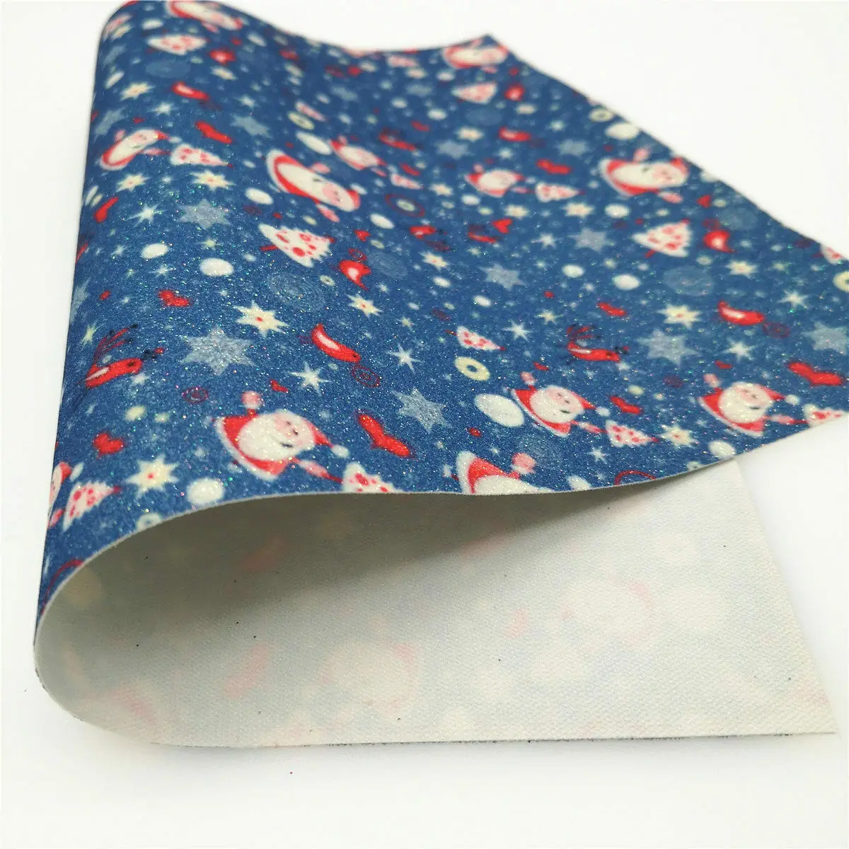 Блестящая блестящая Рождественская ткань из искусственной кожи для шитья