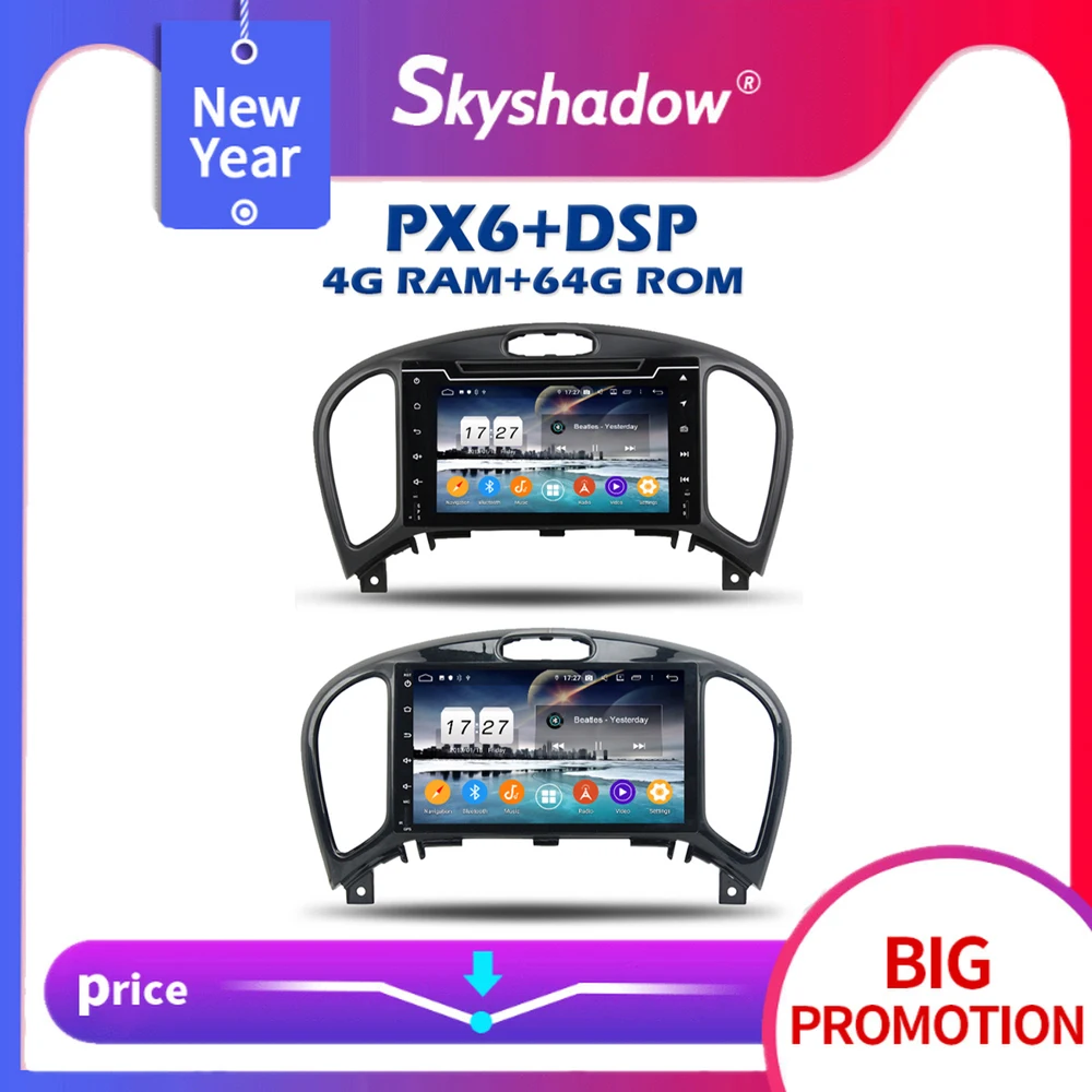 Автомобильный DVD плеер 720P PX6 DSP Android 10 4 Гб + 64 IPS GPS RDS радио wifi Bluetooth 5 0 для Nissan JUKE 2004 2005