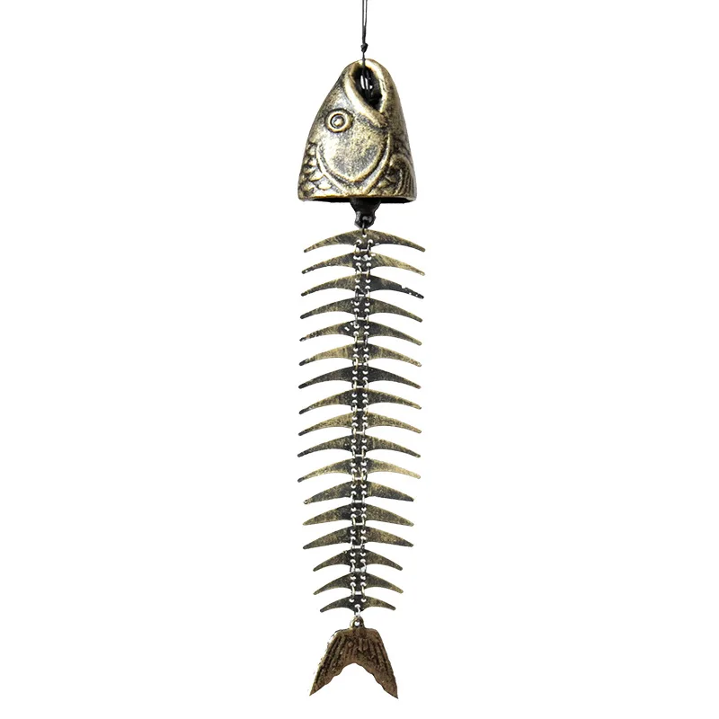

Classic retro fish bone wind chimes ornaments metal wind chimes creative garden decoration living room balcony decoration gifts