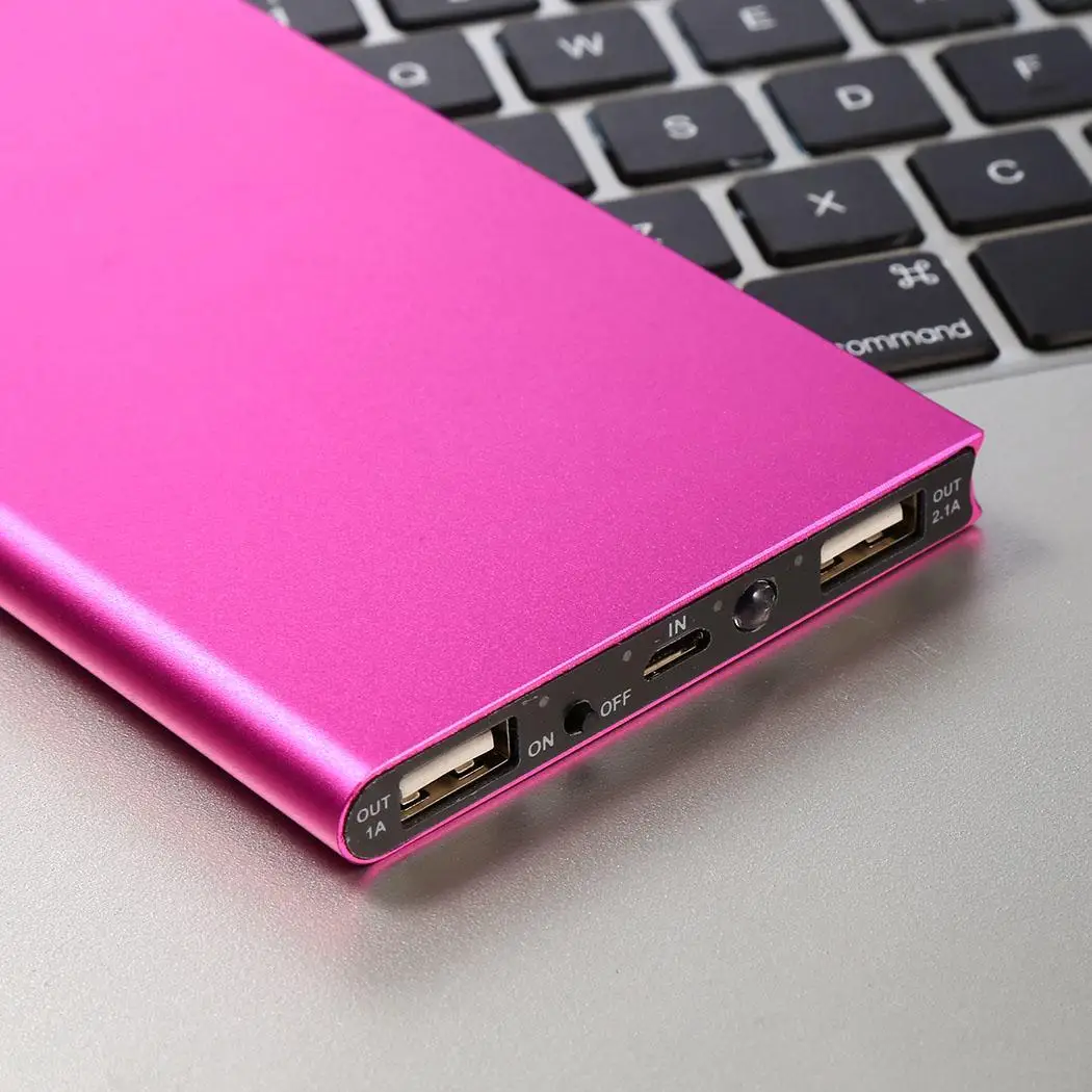 Ultra-thin Metal Power Bank Portable General Dual USB External Battery Charger For Smartphone Powerbank With LED Flashlight | Мобильные