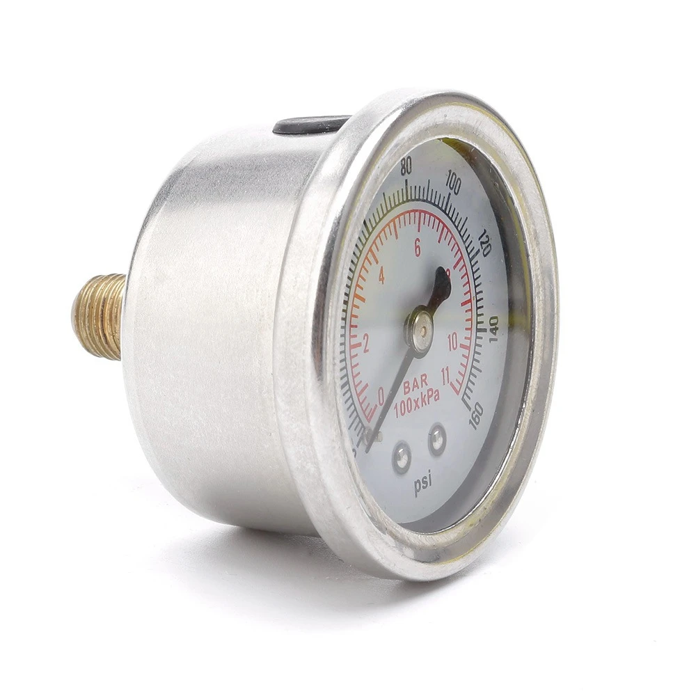 

Fuel Pressure Gauge Liquid 0-160 psi Oil Press Gauge Fuel Gauge White Face Universal 1/8 NPT