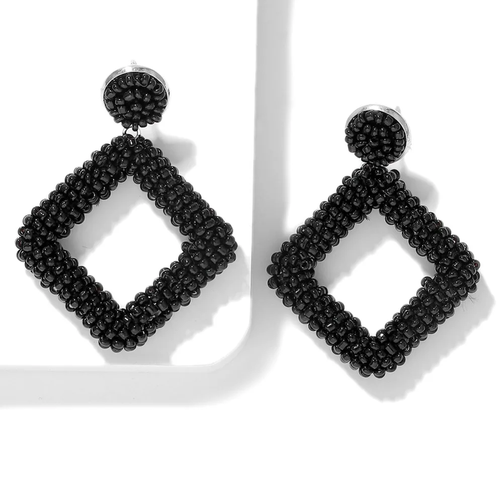 Miwens, новинка, Bauble Bar, синие Квадратные бусины, свисающие, модные женские серьги, кисточка, овальная рафия, массивные серьги-подвески ювелирные изделия