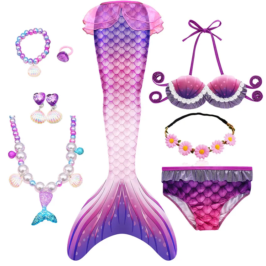 

New Arrival Rainbow Pink Mermaid Tail Swimsuit can Add with Monofin for Girls Kids Swimming Holiday Dress Costume Bathing Suit