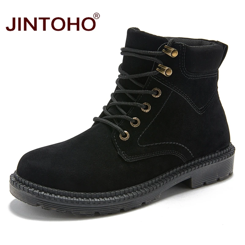 JINTOHO/недорогие мужские зимние ботинки; модные мужские Ботильоны; Брендовые мужские кожаные ботинки; Рабочая и безопасная обувь; Повседневная зимняя обувь