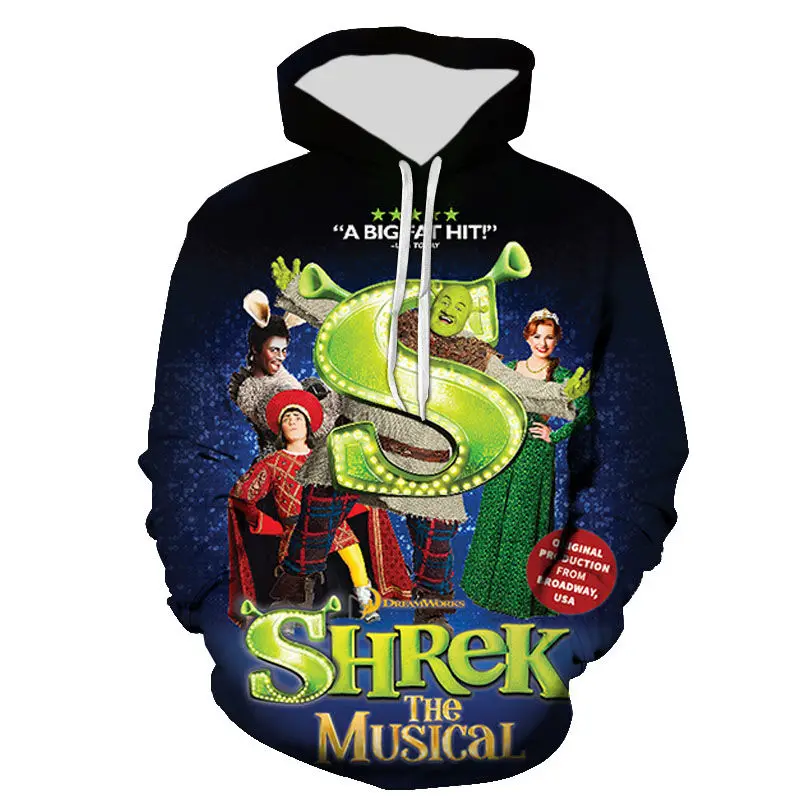 Новые толстовки с изображением героев фильма Шрек Модные мужские женские