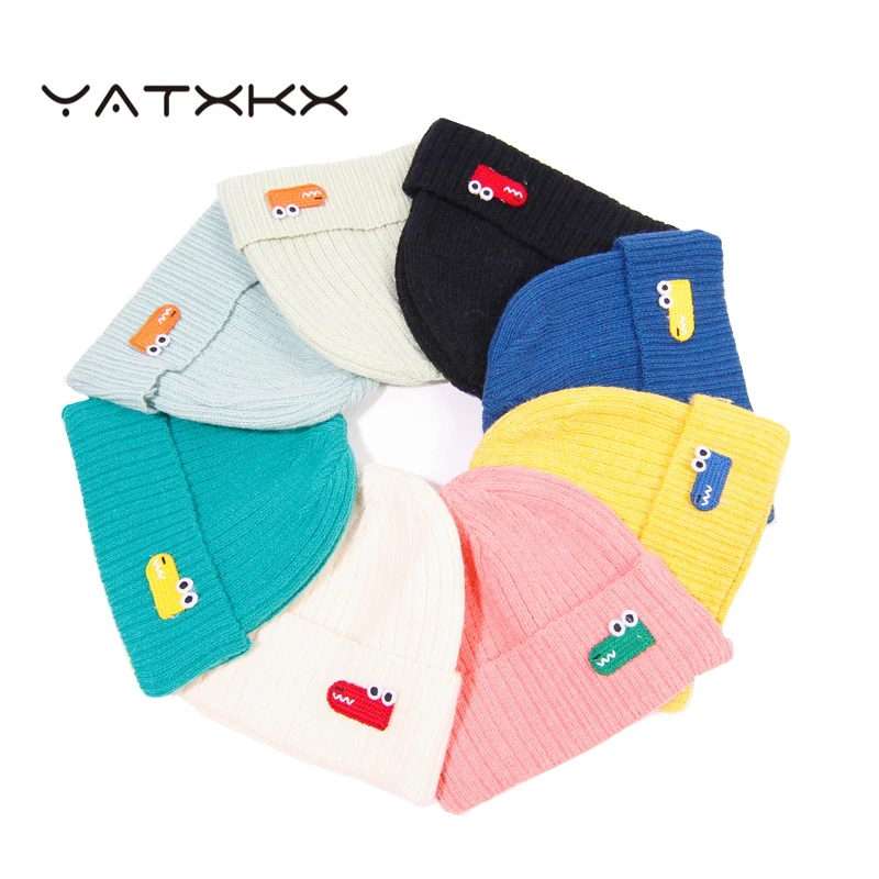 

Женская шапка-бини [YaTxKx], теплая Осенняя Шерстяная Вязаная шапка-бини с манжетами, шапка-бини для девочек, весенняя шапка с черепом, вязаная шапка