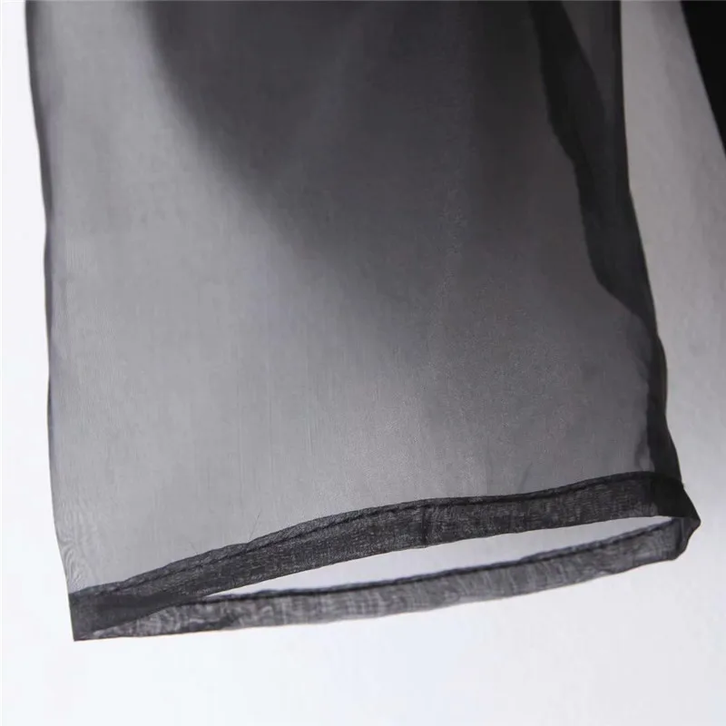 

Women Stylish Office Wear Patchwork Jumpsuits Fashion O Neck Transparent Sleeve Back Zipper Female Playsuits Mujer