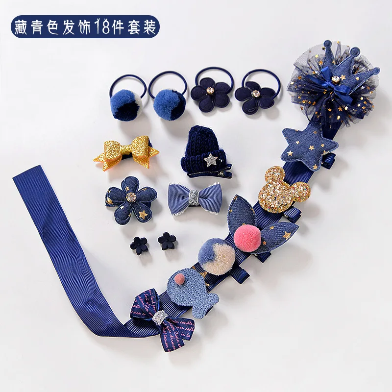 18 шт заколка для волос для девочек аксессуары для волос детская лента лук заколки Мультяшные зажимы для волос для маленьких девочек прическа принцесса шпильки - Цвет: no box