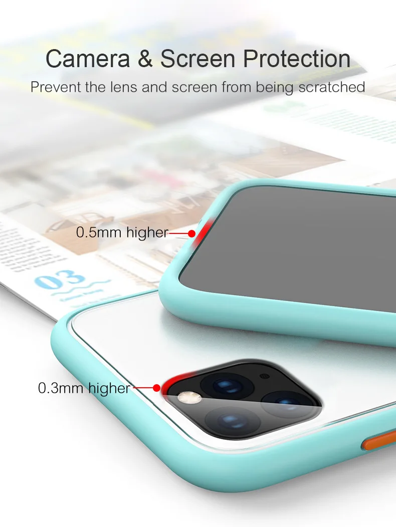 Полупрозрачный матовый чехол для iphone 11 Pro Max, силиконовый бронированный цветной Твердый чехол для iphone 7 8 plus x xs, чехлы для Max XR coque