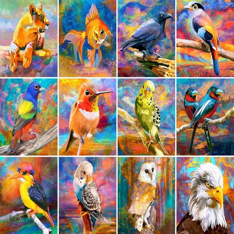 

GATYZTORY 60x75cm Frameless Painting By Numbers Color Animals On Canvas Pictures By Numbers Home Decoration DIY Minimalism Style