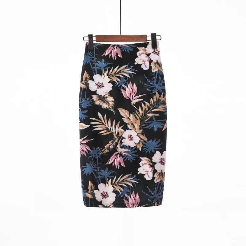 Mayata 2019 Women Skirts 20 Colors Print Flowers Pencil Skirt Summer Casual Fashion Plus Size Faldas Mujer Jupe | Женская одежда