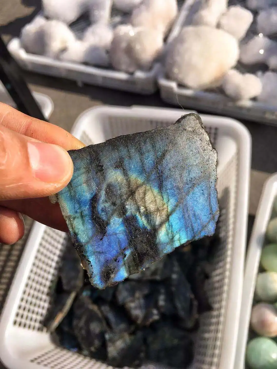 

500grams,Natural crystal labradorite irregular slices/slabs with rainbow