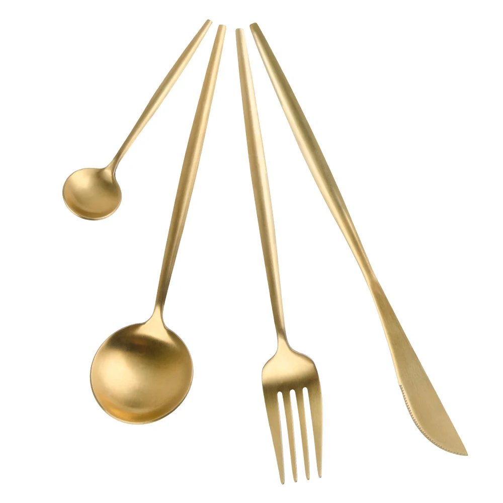 Набор посуды из дамасской нержавеющей стали 4 шт. набор столовых приборов Золотой