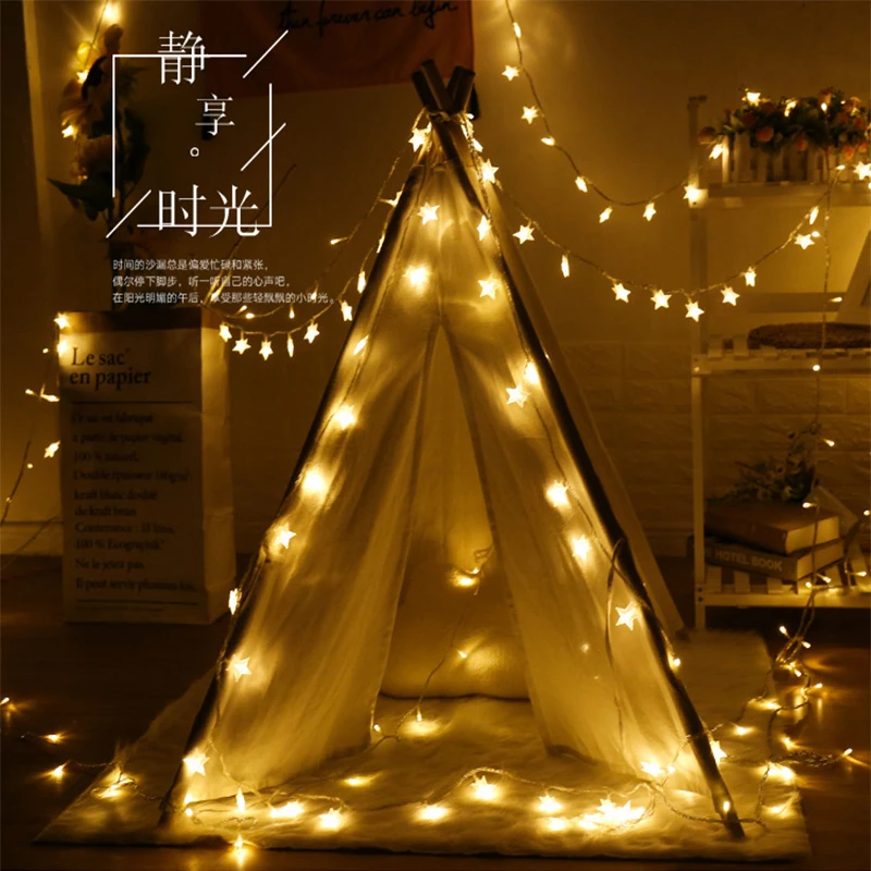 LED Star Lamp String Fairy Light Garland Christmas Tree Decorations Battery Powered New Year's Ornaments Xmas Home Decor Navidad | Дом и