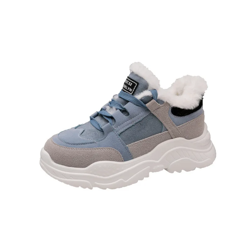 2019 г. женские зимние кроссовки модные плюшевые сохраняющие тепло с круглым