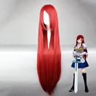 Аниме Сказочный хвост Erza Scarlet Косплей Длинные красные прямые термостойкие синтетические волосы парики + Бесплатный парик