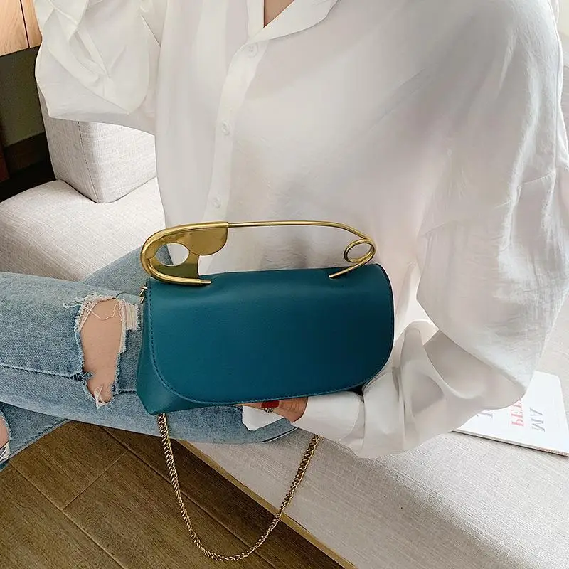 Pin Shape Handbag for Women 2021 Designer Chains Flap Shoulder Bag Fashion Party Clutch Purse Female Mini Crossbody Totes Bolsa