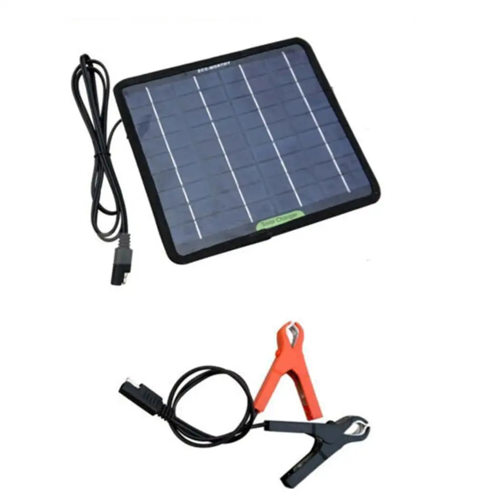 Portable 25W 12V Solar Panel Double USB Power Bank Battery charger Board Charging Clips Car Cell Crocodile External S K9D1 |