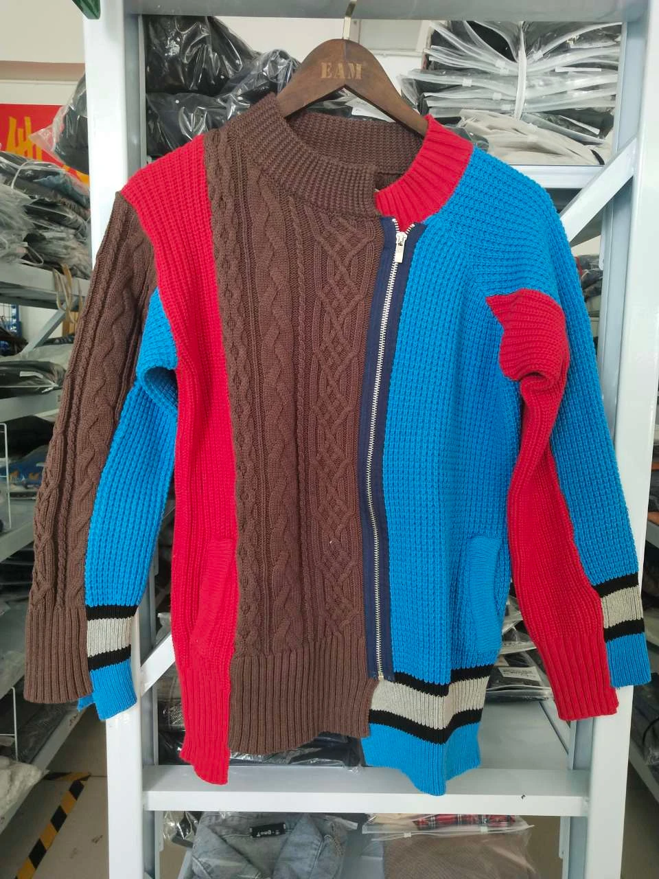 Свитер с длинными рукавами DEAT Однотонный свитер асимметричной строчкой