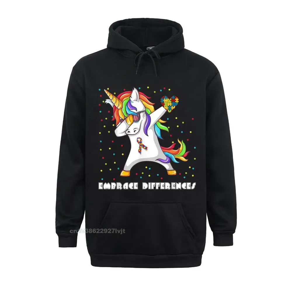 Embrace Differences Dabbing Unicorn Hoodie Autism Awareness Classic Cool Hoodie Cotton Men's Tops Tees Casual