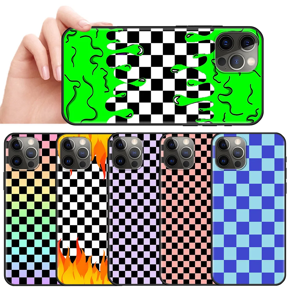 

Checkerboard Plaid Aesthetics Phone Case for Apple iPhone 11 7 XR 12Pro Max 12 Mini X 7 6 8 Plus 6S 11Pro XS 5 Coque Cover Bag