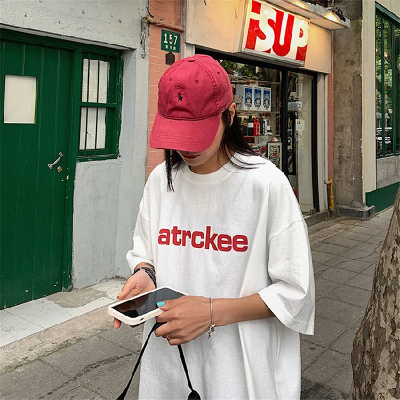 

Top Women's t-shirts summer tra foff white butterfly print round neck mid-length top harajuku sweet and loose y2k woman tshirts