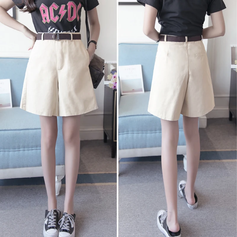 Шорты женские с широкими штанинами повседневные однотонные трапециевидные