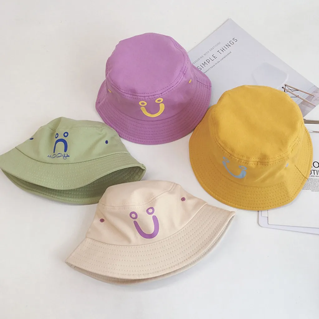 Панама с улыбающимся лицом для мальчиков и девочек повседневная Двусторонняя