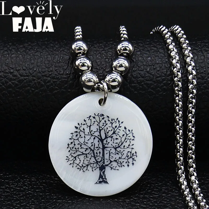 2021 модные ожерелья из нержавеющей стали с изображением дерева жизни женские