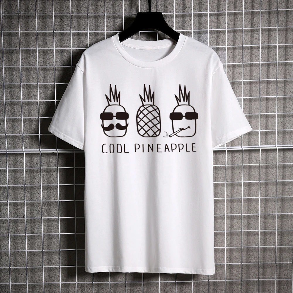 

Cotton T-shirt for Men Cool Pineapple Print Tee Tshirts Casual Short Sleeve O Neck T shirt Camiseta Para Hombre Camiseta 271