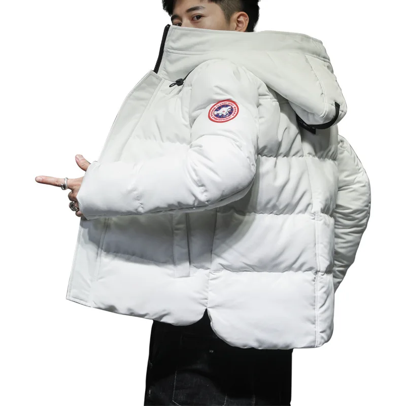 

Men's Cotton Jacket 2021 Winter New Korean Version Loose White Duck Down Thick Warm Jacket