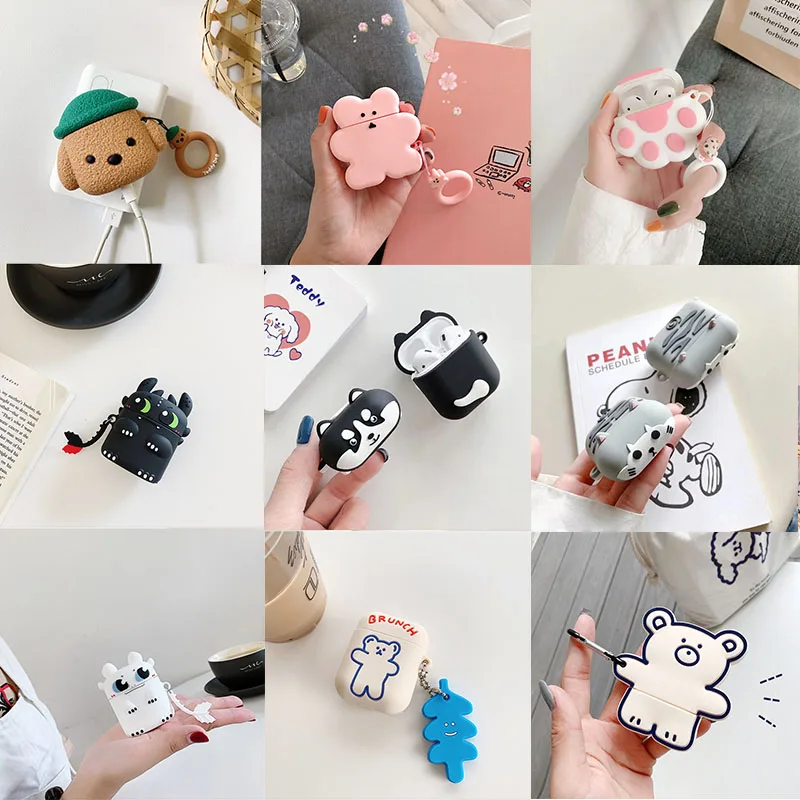 

Cartoon Cookie Bear Silicone Earphone Cases For Apple Airpods 1 2 Headphone Cover For Apple Airpods Pro Charging Box Bags