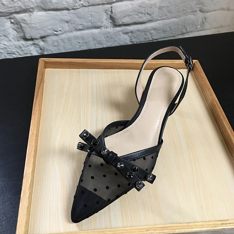 Женские босоножки из натуральной кожи LOVIRS Boutique сандалии с заклепками бантом и