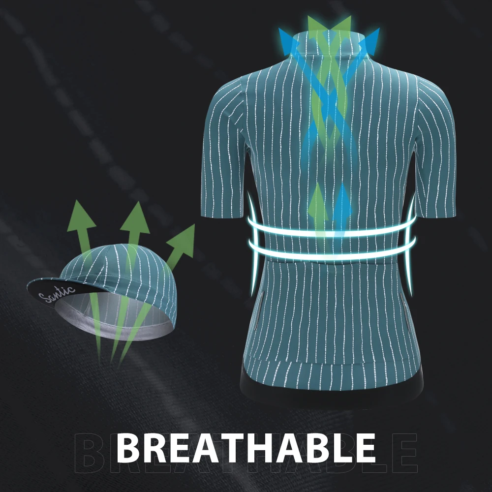 Santic для женщин с коротким рукавом Джерси костюмы MTB дорожный велосипед