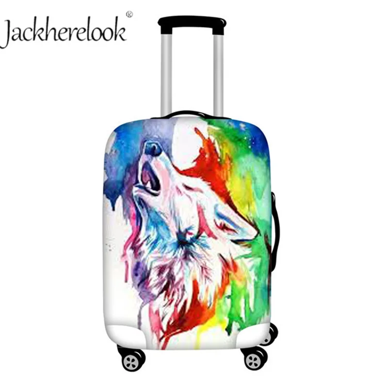 Jackherelook 3D Wolf Чехол для багажа крутой чехол в виде животного защитный Радужный