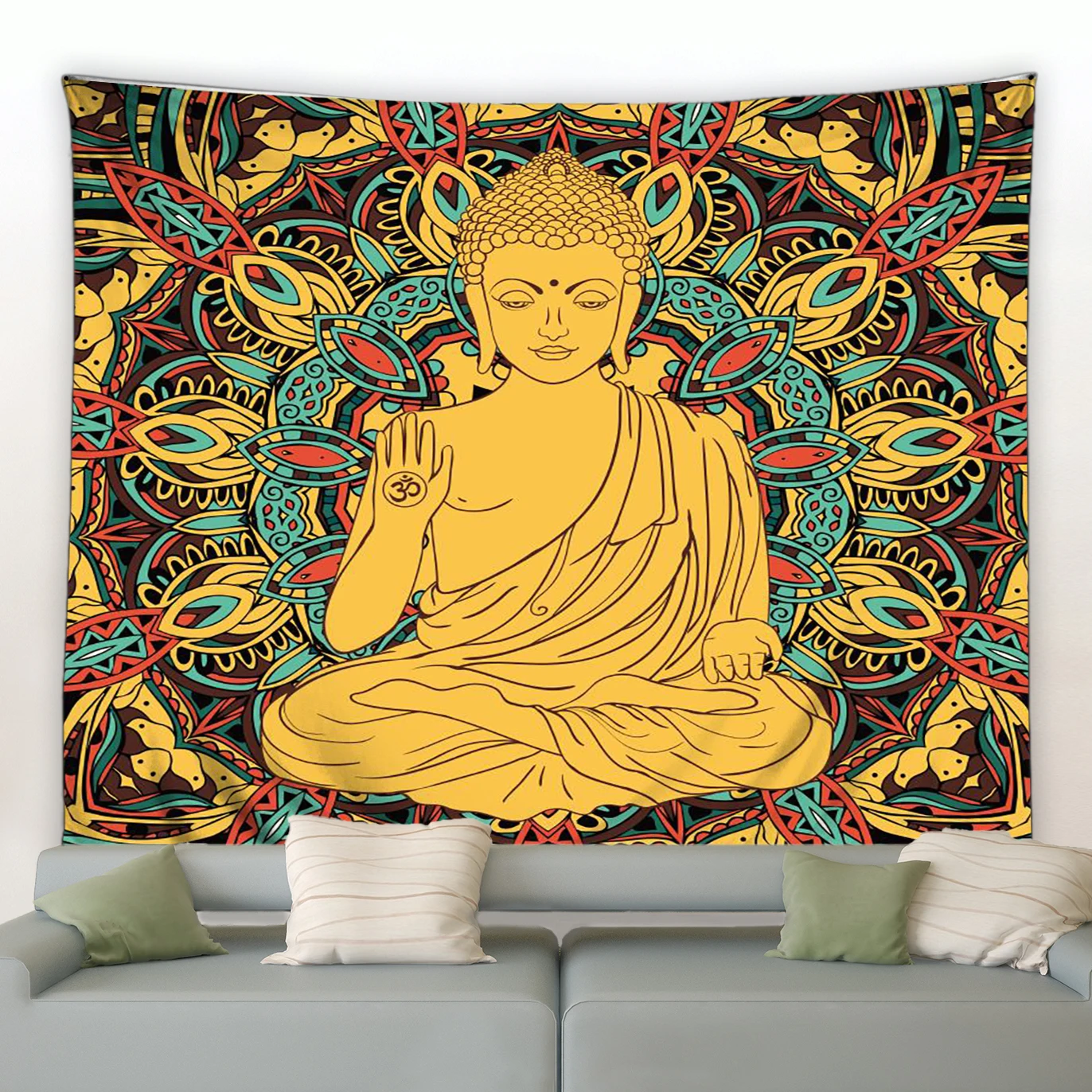 

Indian Buddha Statue Ancient Buddhist Tapestry Living Room Bedroom Wall Meditation Psychedelic Yoga Wall Hanging Hippie Bohemian