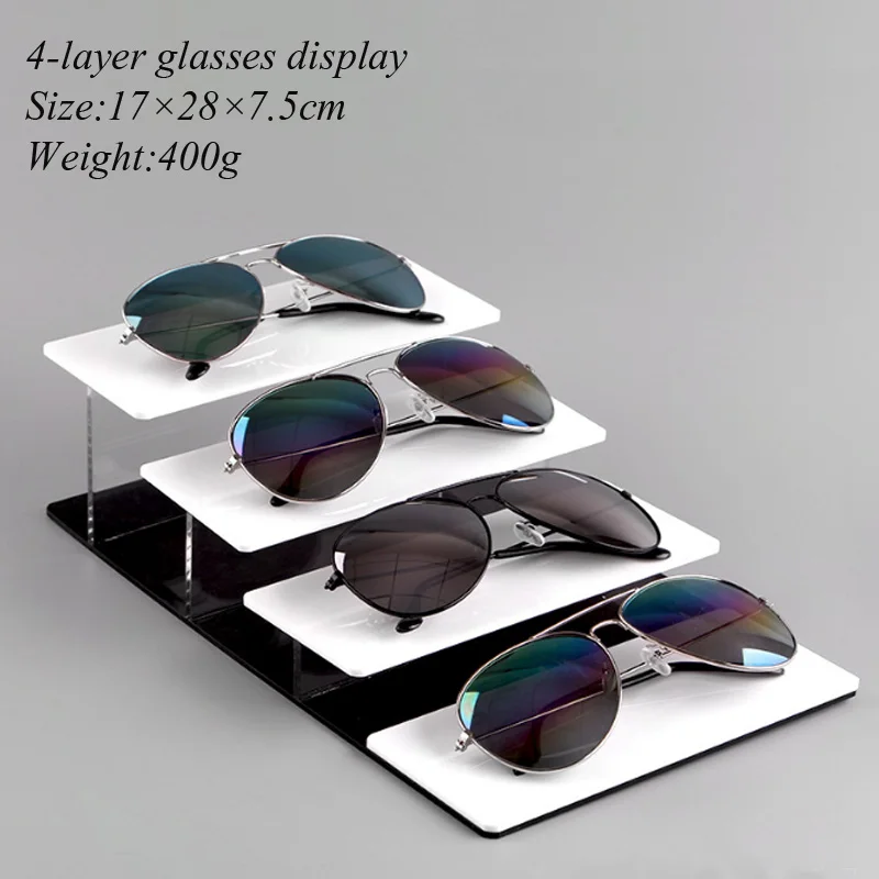 High Quality 2/3/4-layer White&Black Acrylic Sunglasses Display Riser Stand Glasses Holder Organizer Sunglasses Showcase Stand