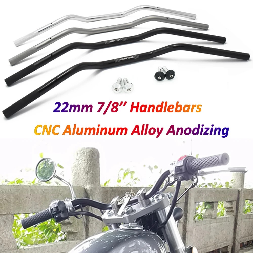 

Motorcycle Steering Wheel 22mm Handlebars Renthal CNC Aluminum Alloy Anti-rust for Kawasaki Z750 FZ1 XJ6 Z800 Z900 Versys 650