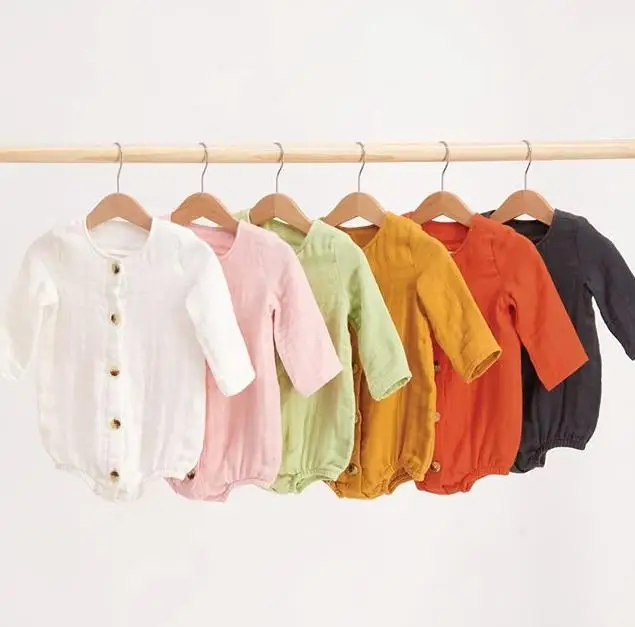 Комбинезон для новорожденных девочек и мальчиков повседневный однотонный