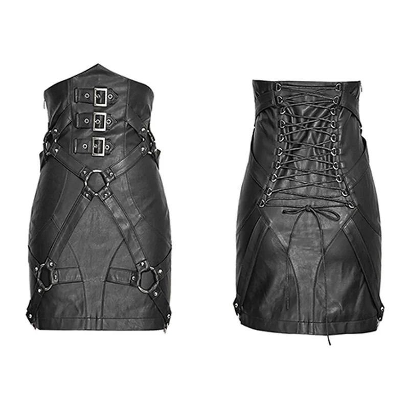 Женская облегающая юбка PUNKRAVE из искусственной кожи с высокой талией бедрами