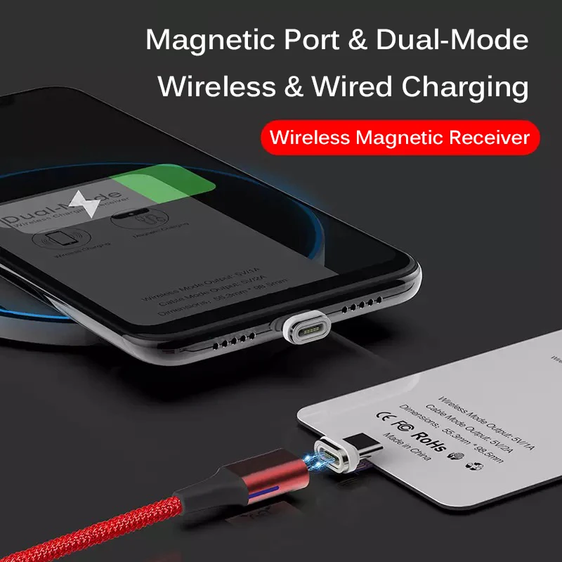 Qi магнитный беспроводной зарядный приемник USB кабель для iPhone Samsung Huawei двухрежимный беспроводной и QC3.0 проводной модуль быстрой зарядки