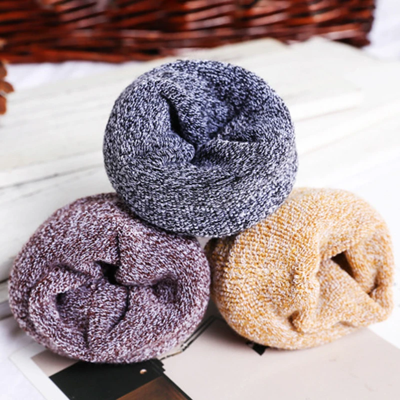 

5 Pairs Pure Color Male Socks Winter Keep Warm Cotton Socks Super Thicker Solid Socks For Men Retro Snow Antifreeze Wool Socks