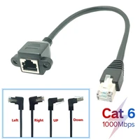 rj45 cat6 8p8c ftp stp utp cat 6e male to female 90 degree right angled panel mount lan ethernet network cable 0 3m