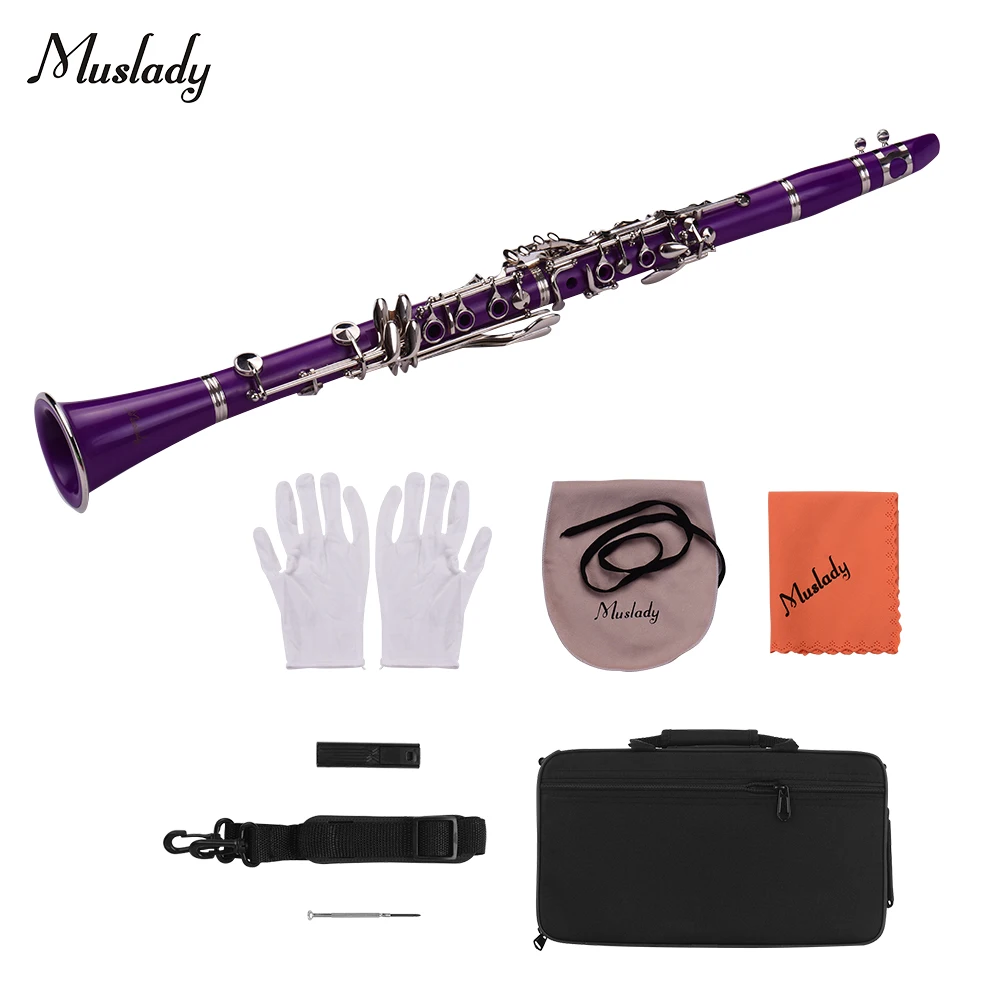 

Muslady 17-Key Clarinet Bb Flat with Carry Case Gloves Cleaning Cloth Mini Screwdriver Reed Case 10pcs Reeds Woodwind Instrument