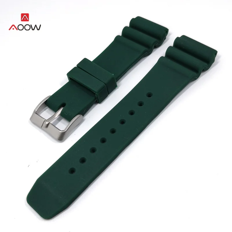 

22mm Diving Watchband Rubber Bracelet Band Strap Waterproof Women Men Replacement Black Buckle Watch Accessories