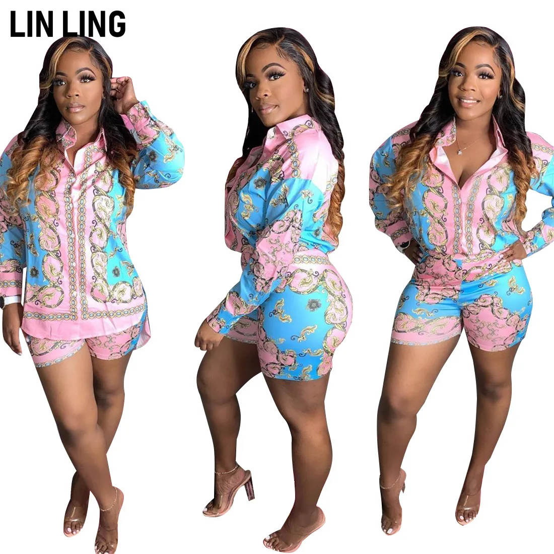 

LINLING Two Piece Outfits for Women Shorts - Summer Tie Dye Short Sleeve T-Shirts and Shorts Tracksuits Set