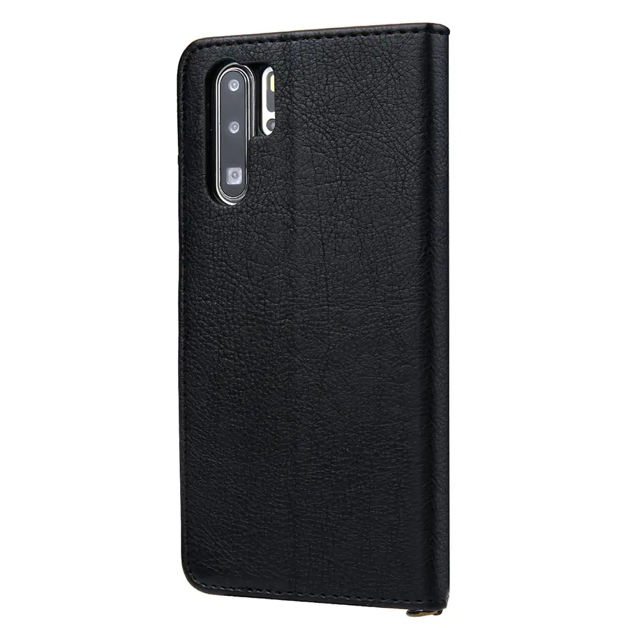 Винтажный чехол-Кошелек из искусственной кожи личи для huawei P20 Pro Lite P30 Pro, роскошный противоударный чехол для телефона mate 20 pro, чехол - Цвет: Черный