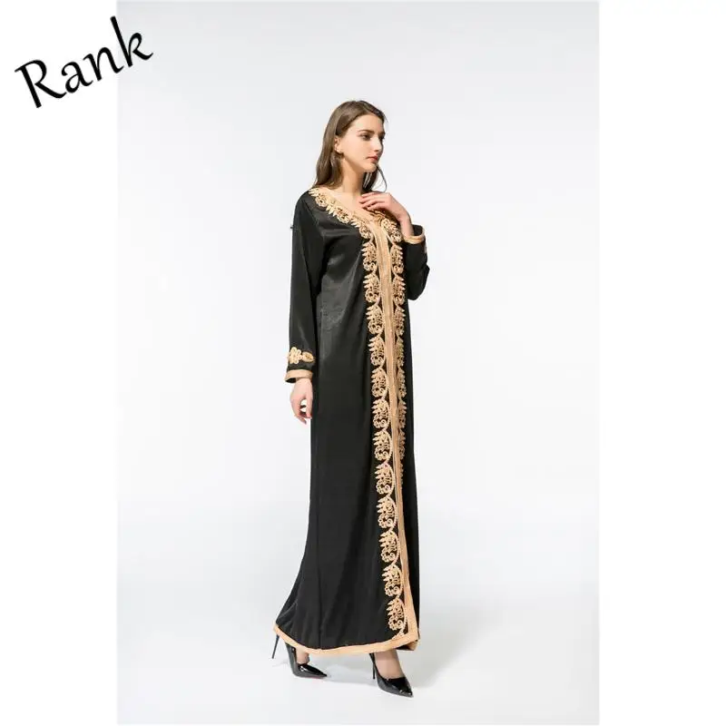 

Rank Women's Muslim Dress Retro Embroidered Gown Moroccan Long Sleeve Long Skirt Xl Islamic Clothing Turkish Kimono Robe Dress