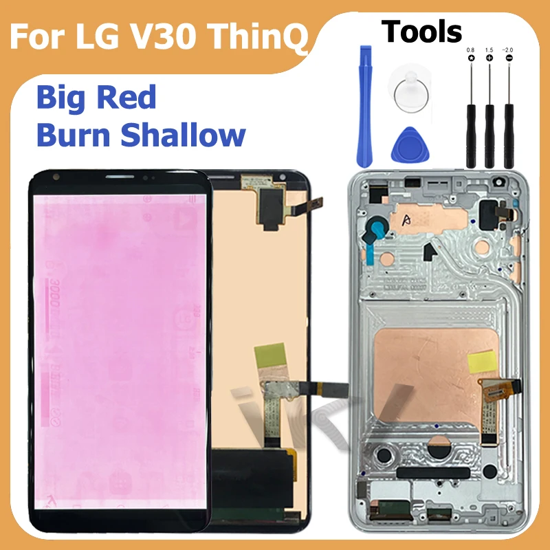 ЖК-дисплей 6,0 дюйма с сильным красным ожогом для LG V30 H930 VS996, сборка, полный сенсорный экран, дигитайзер, запасные части