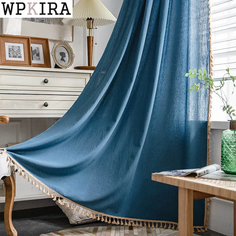 

Modern Solid Color Curtain Coffee Tassel Lace Drape Bay Window Kitchen Coffee Half Partition Porch Blinds S115#D